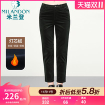 Milandon middle-aged and elderly mother clothes 2020 New thick autumn and winter corduroy pants women high waist foreign style casual pants