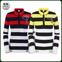Special 2021 spring new Korean golf suit female JD * striped sports long-sleeved T-shirt GOLF