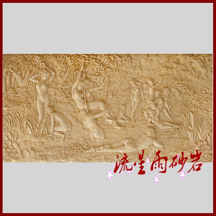 Meteor shower sandstone embossed glass-and-steel bath center hotel villa lobby background wall painter decoration
