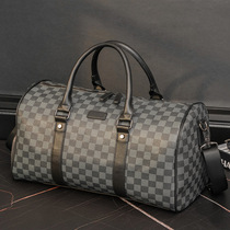Hong Kong cowhide new portable travel bag Business mens large capacity wet and dry separation casual handbag