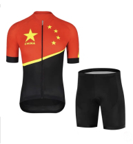China Red Five Stars Red Flag Mountain Biking Bike Short Sleeve Riding Suit Dynamic Bike Suit Riding Blouse Riding Pants