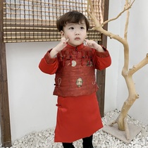 Hanfu boys Chinese style baby Tang costume costume children festive red year old dress spring and autumn high-end original
