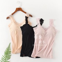 Moving clear cabin not to be retreated without changing ladies lace gush warm vest autumn and winter hit bottom vest bra integrated