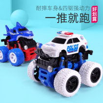 Back Force Inertia Four Drive Off-road Car Baby Bus Monster Cop Car Rescue Team Little Car Toy Car Boys upper chord