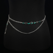 Belly dance chain waist chain 2021 new diamond-studded tadpole emerald diamond drill chain practice dance belt accessories P522
