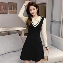 a2020 autumn and winter New French knitted dress female slim slim little hair T dress with coat