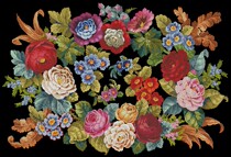 10906-5 Black Background Flower Cross Embroidery Drawing Redrawing Source File XSD