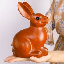 Wood carving rabbit ornaments mahogany wooden zodiac rabbit solid wood green wood pendant crafts wood lucky rabbit