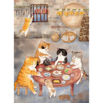 (New Product Special) New Generation National Trend Artist Peanut Kernel (Cold Dew) Healing Cat Painting