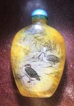 Natural crystal golden hair Crystal inner painting snuff bottle famous Ding Xingbiao
