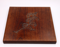 Interesting collection] In the late Meiji famous Shanshan Shanshan made whole material whole board carved rose tea ceremony dressing board dry bubble table