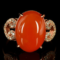 3 45g ring exquisite southern red agate S925 inlaid ring adjustable