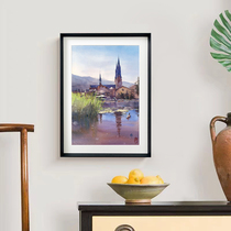 (Photographed minus 20) International watercolor painting Zhang Yi (Castle of Uppsala) to sign up for a limited edition painting