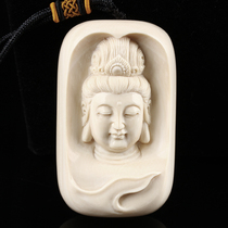 67 83 grams of old ore high-quality mammoth teeth Seiko carved Guanyin Buddha statue pendant necklace Dharma blessing