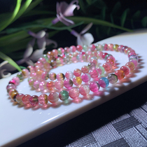 One hand dreamy watermelon tourmaline bracelet 5 8 mm 29 3 grams two-ring two-color crystal bracelet for women 12755
