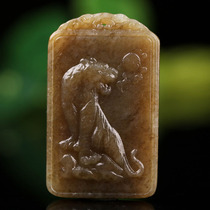 Hetian jade pendant Tiger Shengwei 36 91g Jade to Fu to men and women sugar white jade carved pendant