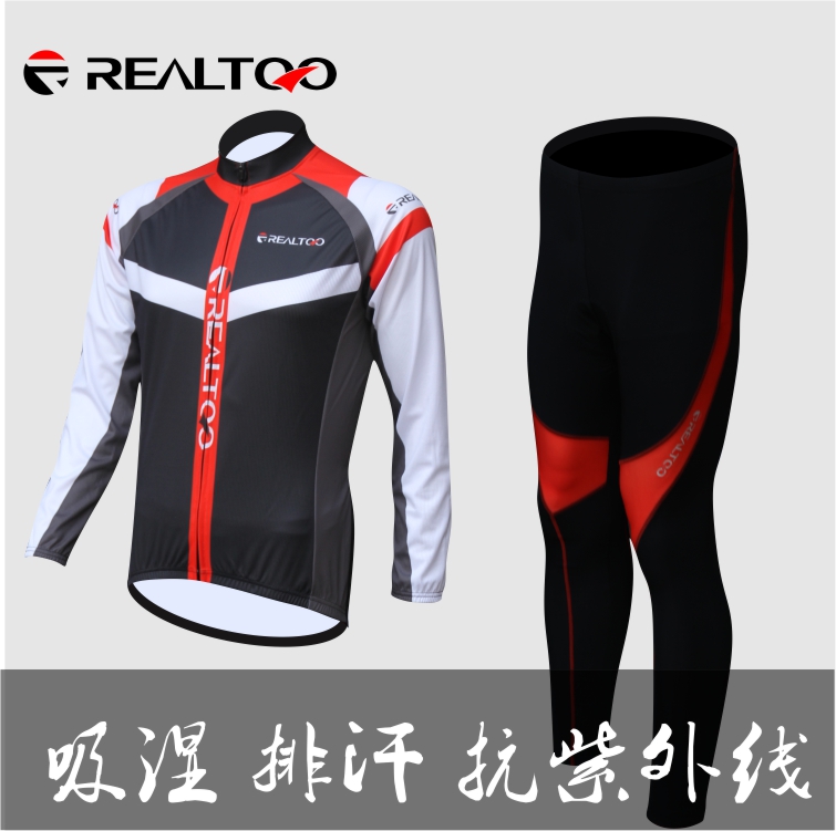 REALTOO Cycling Suit Long Sleeve Cycling Suit Spring and Autumn Cycling Equipments Trousers Bicycle Equipments Men