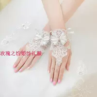 Кружевные модные короткие перчатки для невесты, в корейском стиле, в цветочек, свадебный аксессуар
