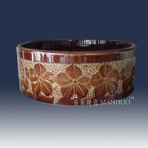 Jingdezhen hand wash basin Art basin Fashion sanitary ware Dark carved flower relief hand wash basin