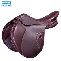 Decathlon saddle leather saddle integrated pommel horsemen supplies horseback 17 5 inches IVG3