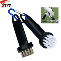 Golf accessories round head brush two kinds of bristles cleaning golf club metal brush cleaning brush