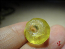 West Asian eight-sided old colored glaze beads-300 year goose yellow bohemian Vaseline beads 198