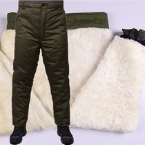 Outdoor old-fashioned cold-proof and warm labor insurance sheepskin cotton pants down cotton pants thickened large size cold storage overalls cotton pants men