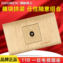 International electrician Type 118 switch socket panel drawing gold wall socket panel one TV socket