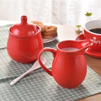 Taolixuan Ceramic color sugar pot Milk pot Flower special pot Creative coffee set with small milk pot Sugar cup set