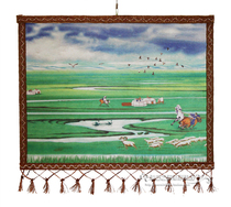 Mongolian felt painted colorful goat felt painting Inner Mongolia characteristic handicraft hanging painting decoration painting Sirim River grassland small color