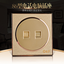 Opu electric round champagne gold telephone computer switch socket 86 type concealed wall switch power supply panel