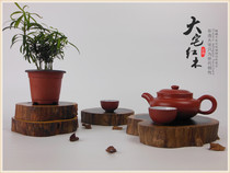 Ebony log small solid wood flower pot ornaments base purple sandalwood natural jade stone purple sand teapot bottom pad