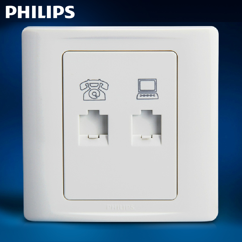 Philips Switch socket Q2 series two in one computer telephone socket Q2 easy series genuine network cable socket
