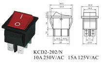AC power switch with light boat type switch 16A250V KCD2 six-pin two-speed spot is green or red