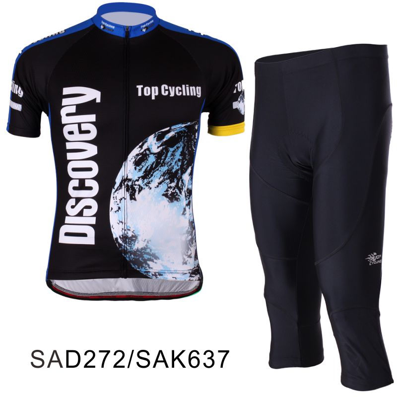 TOPCYCLING Topic Summer Bicycle Raw Yarn Short-sleeved Cycling Suit Seven-cent Pants for Men and Women