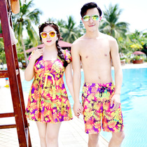 Couple swimsuit large size conservative one-piece suit beach wear seaside vacation beach pants new hot spring bathing suit