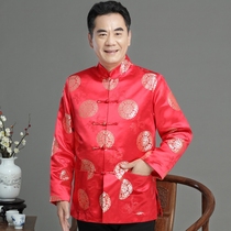 Tang suit male middle-aged and elderly Red old life clothes birthday Chinese father autumn birthday coat coat coat