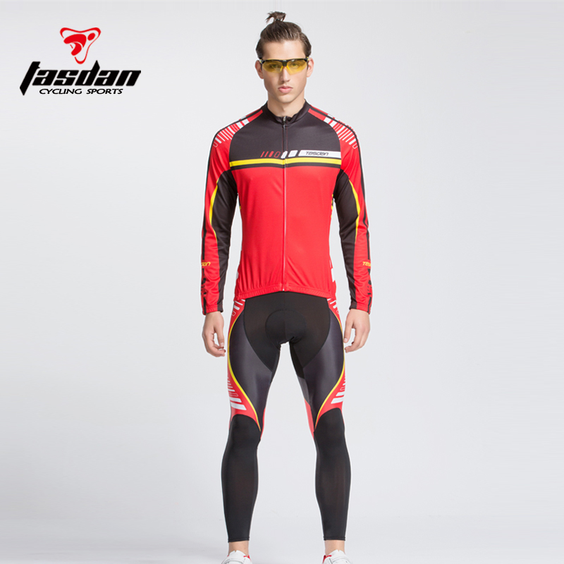 TASDAN Red Spring and Summer Motion Bicycle Highway Bicycle Equipment Cycling Wear Summer Long Sleeve Suit for Men