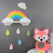  ins Nordic style rainbow shelf i partition punch-free bookshelf Childrens room wall decoration rack wall decoration