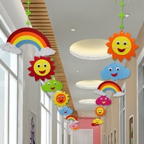 Kindergarten decoration Classroom corridor corridor environment decoration Hanging double-sided three-dimensional clouds Shopping mall air hanging