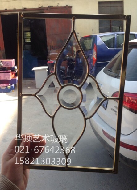 Cabinet copper bar glass single layer copper strip set glass wine cabinet wooden door glass partition glass