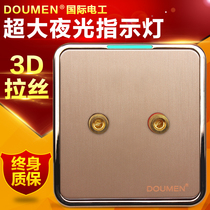 International electrician type 86 socket 2-hole two-head audio terminal Audio speaker socket switch socket Rose gold