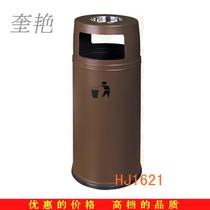 Hong Kong-style tea restaurant floor-to-ceiling trash can round side opening sundries storage box iron roasted brown
