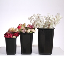 One-year-old three-flower black flower bucket thickened plastic flower bucket Dried flower bucket Flower bucket Florist flower bucket flower arrangement bucket