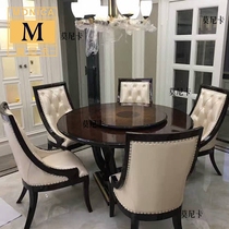 New classical dining table and chairs Table Room Solid Wood One Table Four Chairs Six Chairs Combined Walnuts Color Round Table Chair Small Family