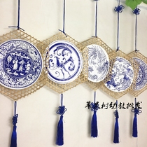 Kindergarten classroom corridor hanging blue and white porcelain bamboo sheet hanging mall ceiling decoration Chinese style creative DIY