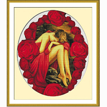 Super clear color cross stitch redrawing drawing drawing source file Rose Beauty 274 grid by 339 grid 48 color