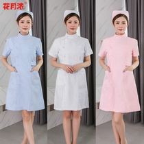 Nurse suit Stand collar white coat Short sleeve doctor suit Womens summer short sleeve pharmacy beauty salon division work clothes Slim fit