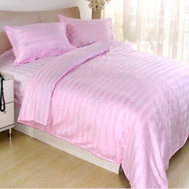Sheet Cotton Pink Satin Strip Student Upper and Lower Shop Beauty Salon Clubhouse Massage Pillow Case quilt cover Three-Four Piece Set
