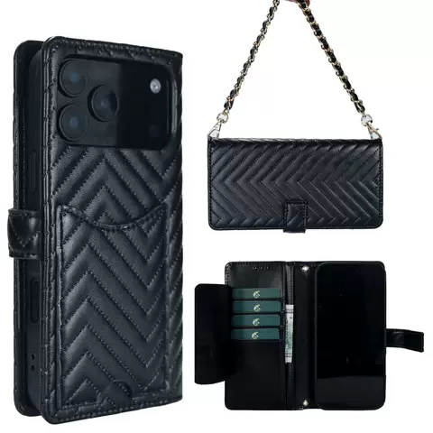 Leather Quilted Chevron Purse iPhone Case for iPhone 18 – 13